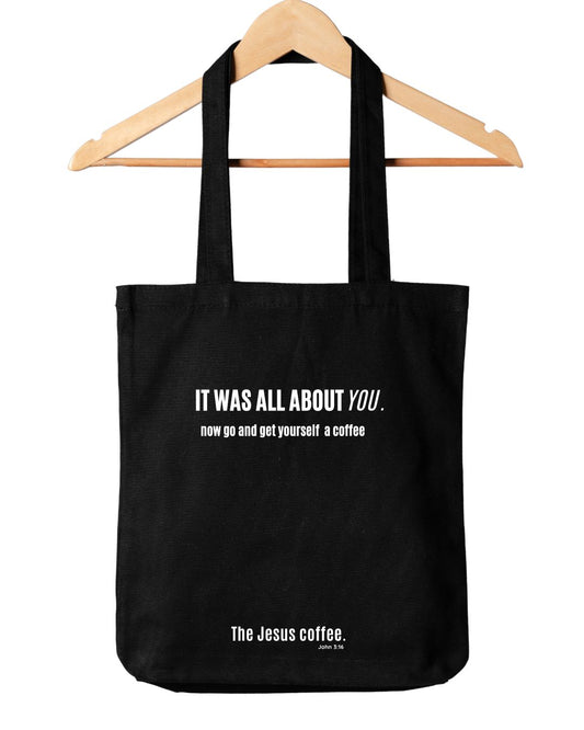 WAKE UP TO GRACE - BLACK TOTE BAG